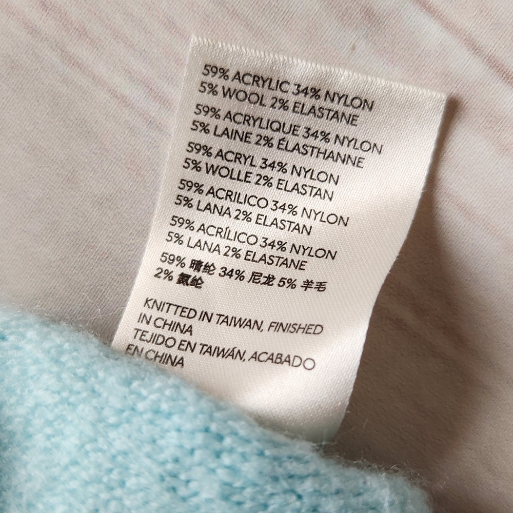Free People "Afterglow Mock Neck Sweater" Oversize Ice Blue, Women's Size XS - Picture 9 of 11